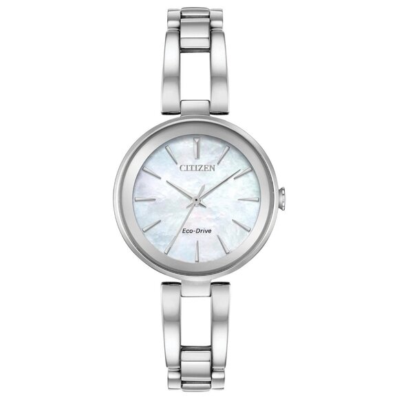 Citizen Women's Modern Eco-Drive Silver Stainless Steel Watch 28 MM EM0630-51D - Picture 1 of 8